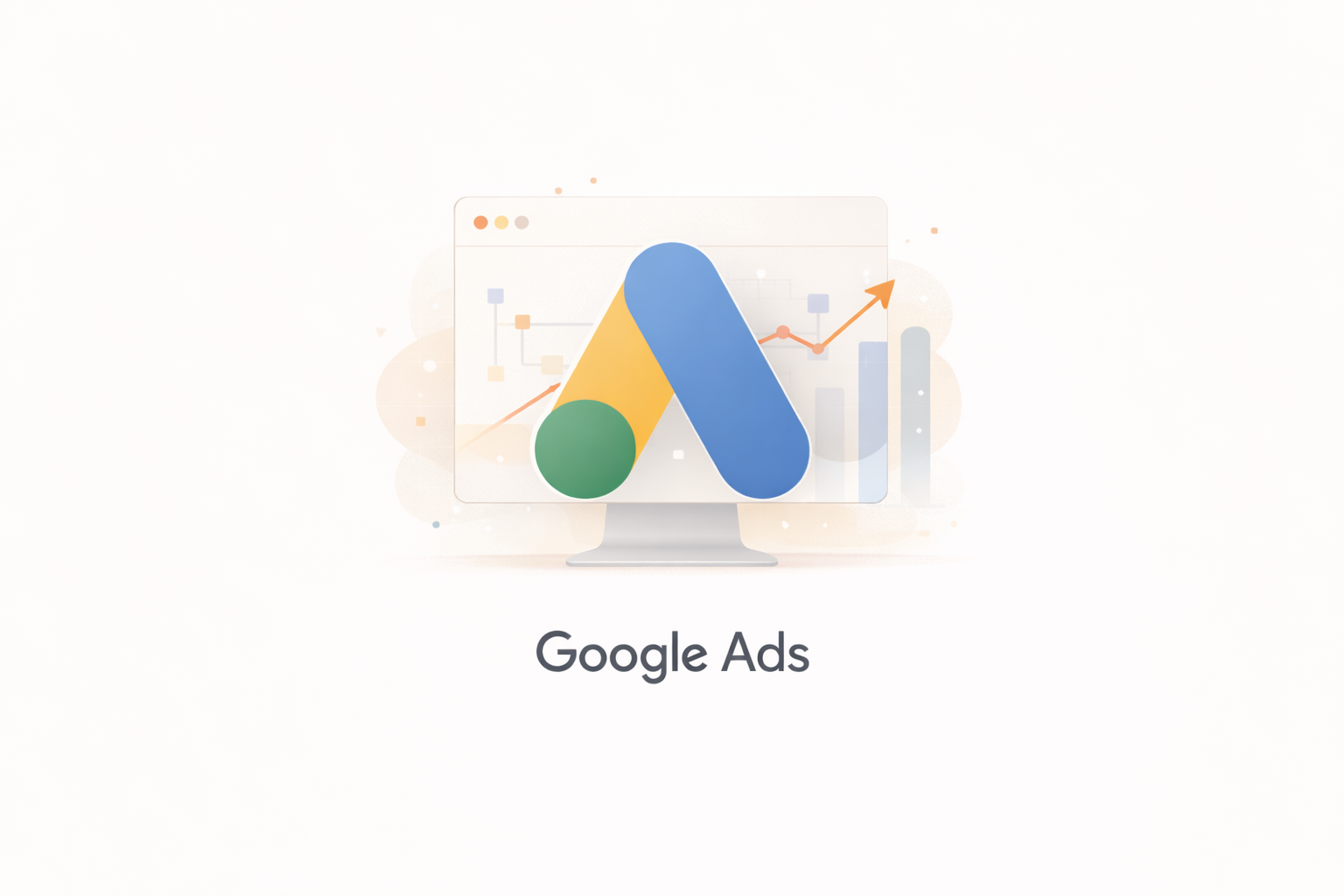 Google Ads illustration showing paid search campaign performance and conversion growth