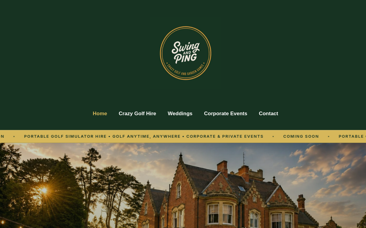 Swing and Ping Games website designed by Liam O'Neill